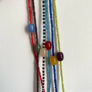 ส่งด่วน! candy necklace สร้อยคอลูกปัด จี้หิน สีสดใส สไตล์เกาหลี ใส่ไปทะเล | ourweekend.stuff