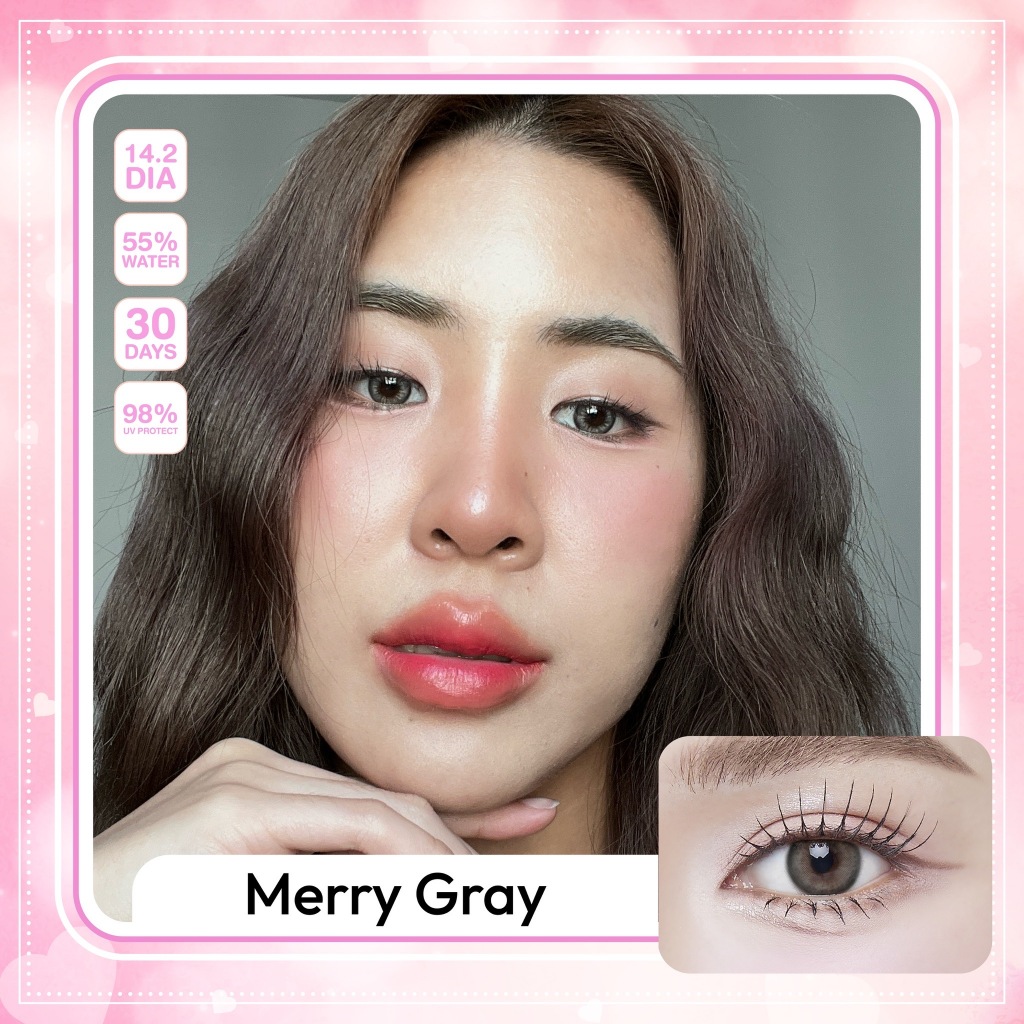 คอนแทคเลนส์ Merry Brown / Gray (Kitty Kawaii) ขนาดมินิ 🌷 ตัดของฟุุ้ง ดวงตาละมุน ดูสดใส รูปที่ 7