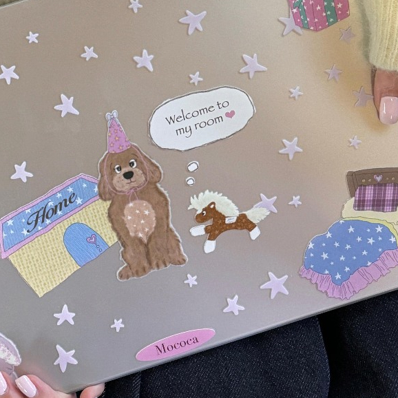 Shesell พร้อมส่ง✨เคส macbook(ผิวด้าน) บ้านน้องหมาน่ารัก M4 Air15 Air13/Pro13นิ้ว เคสสำหรับแมคบุ๊คใส