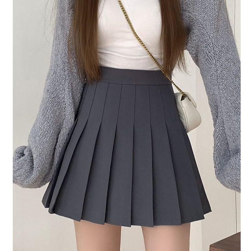 กระโปรงพรีท  กระโปรงเอวสูง มีทั้งหมด7สี เข้ากับทุกสไตส์ สไตล์เกาหลี สุดชิค #030022 - รูปที่ 2