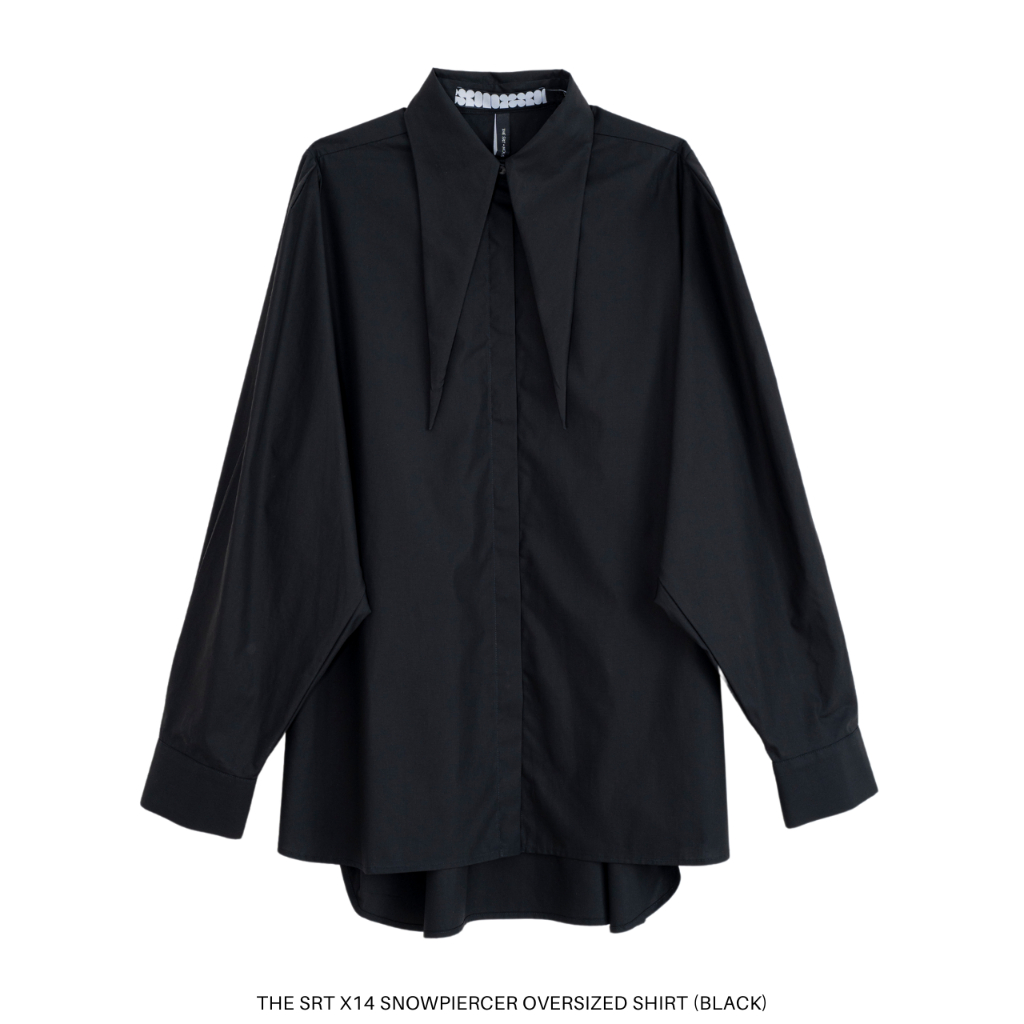 The SRT X14 (TBL245) Snowpiercer Oversized Shirt - เสื้อเชิ้ตโอเวอร์ไซส์แขนยาว ปกแหลม สีดำ — صورة 8