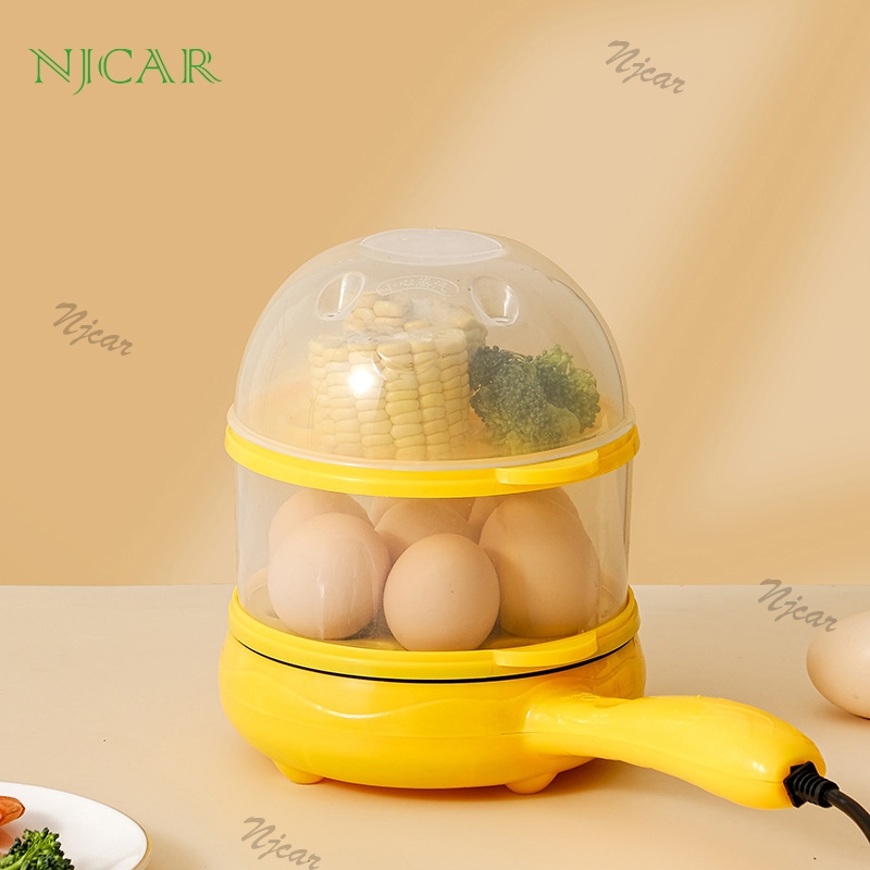 NJCAR1 LK100 กระทะไฟฟ้า ไข่ตุ๋น ทอดไข่ นึงไข่ ย่างเนือ แบบจิ๋ว เคลือบเทปลอน มีชั้นนึ่ง