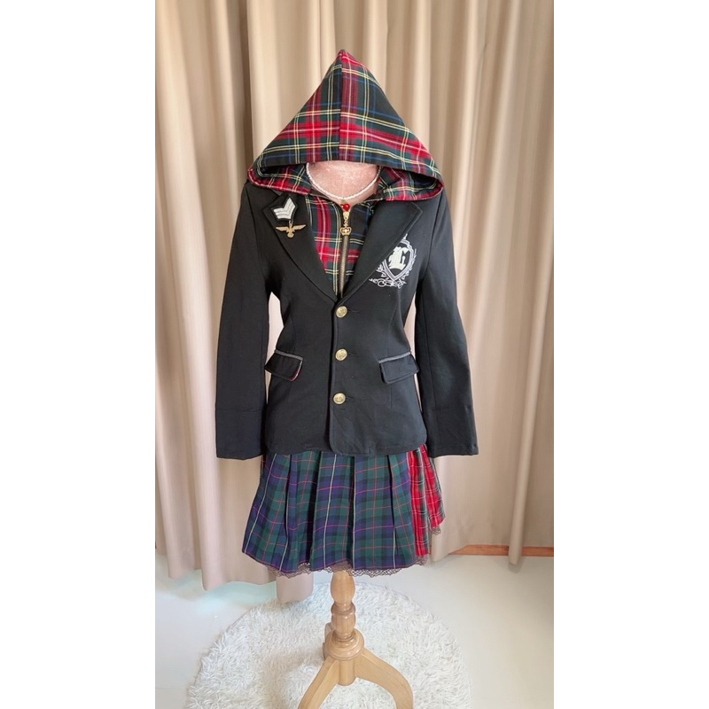 เซต เสื้อสูทมีฮู๊ด Lizlisa doll + กระโปรง Olivers Olive เสื้อสูทปักตรา ตรงฮู๊ดแกะออกได้ เสื้อใหม่แบร