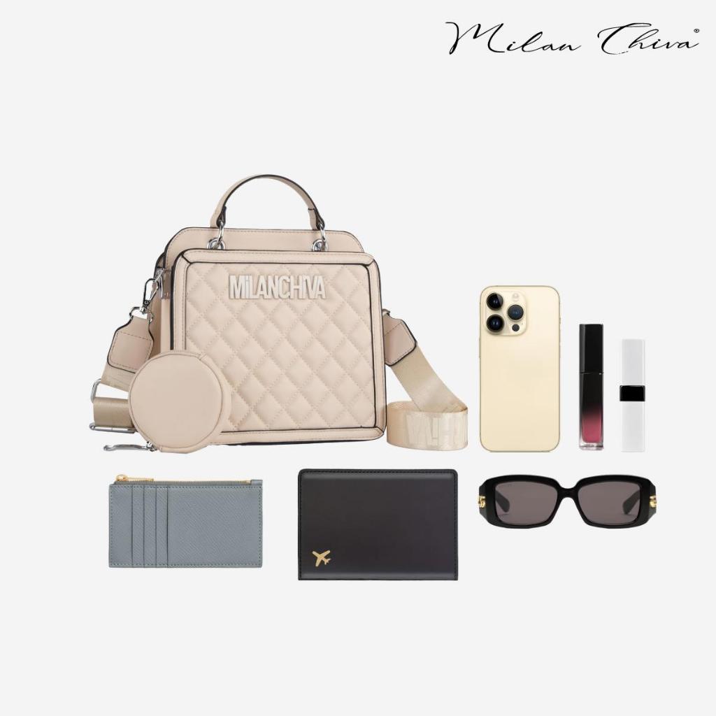 Milan Chiva รุ่น Hand bag กระเป๋าถือ กระเป๋าสะพายข้าง ทรงสี่เหลี่ยมขนาดกลางสำหรับผู้หญิง หนังPU (MC-331)
