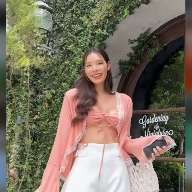 เสื้อคลุมและบรา สีโอรส sister.rrr | Malee top & Malee bra