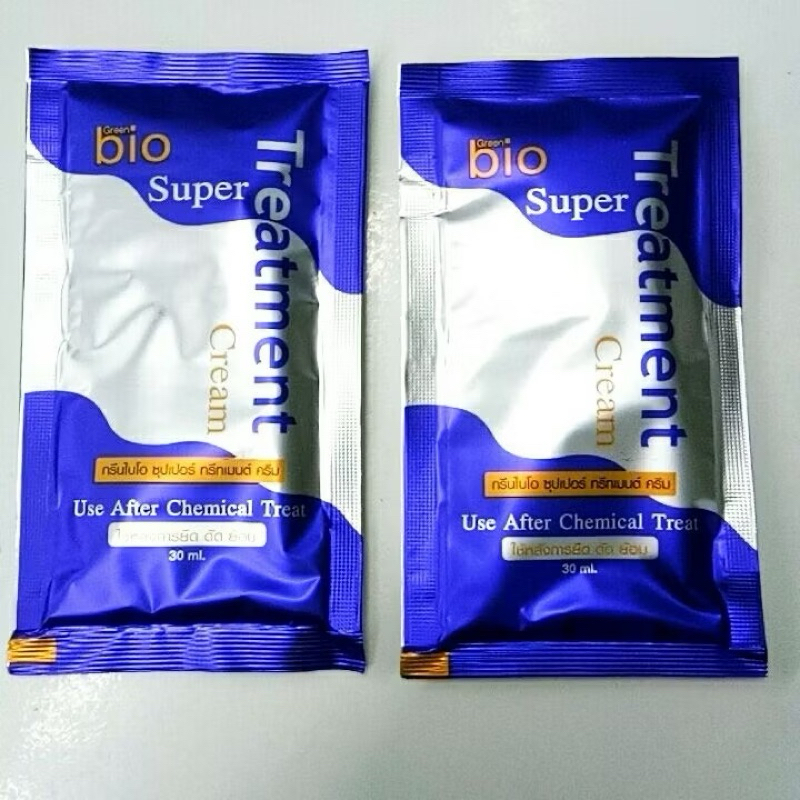 1 ซอง Green Bio super treatment ไบโอทรีทเม้นท์ แบ่งขายแบบซอง สีน้ำเงิน Biotreatment
