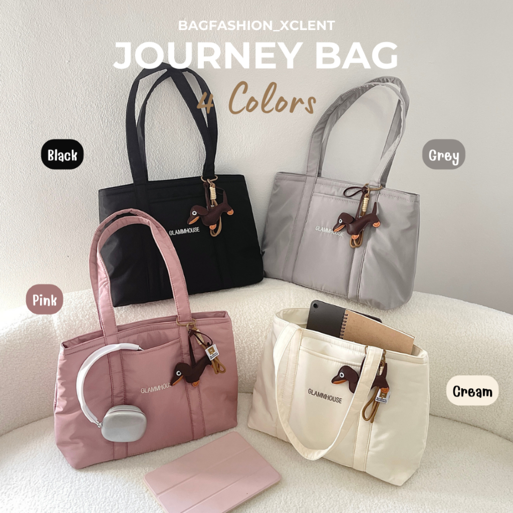 Glammhouse - Journey bag กระเป๋าสะพายทรง Tote bag ใบใหญ่ใส่ได้ทุกอย่าง สายแบกบ้านต้องมี ใบเดียวคือจบ ผลิตจากผ้าไนลอนหนา