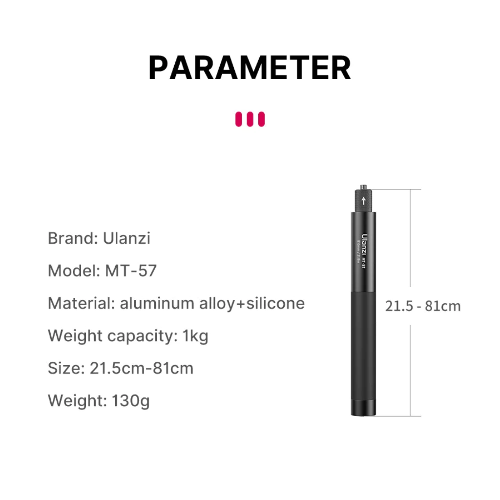 Ulanzi MT57 Selfie Stick Pole ไม้เซลฟี่ ไม้ล่องหน ต่อขาตั้งกล้อง GoPro/ Insta360/ DJI Action 6 thumbnail 10