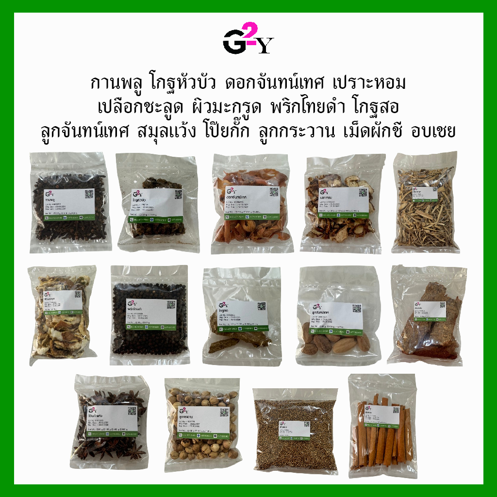 กานพลู โกฐหัวบัว ดอกจันทน์เทศ เปราะหอม เปลือกชะลูด ผิวมะกรูด พริกไทยดำ โกฐสอ ลูกจันทน์เทศ สมุลแว้ง โป๊ยกั๊ก ลูกกระวาน