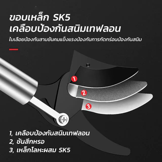 กรรไกรตัดกิ่งไม้สูง ยืดหกถึง1.8-4.3M กรรไกรตัดหนีบผลไม้ด้ามยาว กรรไกรเก็บผลไม้ กรรไกรเก็บผลไม้