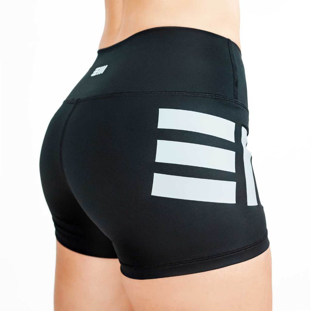 East West EveryWear กางเกงออกกำลังกายขาสั้นผู้หญิง SEAMLESS BUTT HUGGERS - BLACK GRAY SHORT 2.5 นิ้ว เอวสูง