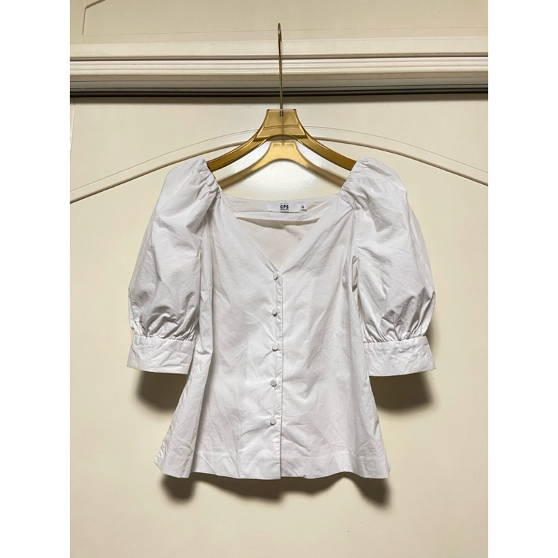 CPS brand Z.Xs เสื้อแขนตุ๊กตา กระดุมปั๊ม กระดุมหน้า สีขาว ใส่ได้หลายโอกาส