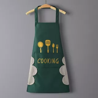 ผ้ากันเปื้อนCooking PVC พร้อมผ้าเช็ดมือด้านข้าง กันนำ้ กันนำ้มัน100% สไตล์เกาหลี สำหรับทำอาหาร ห้องครัว พร้อมส่งจากไทย