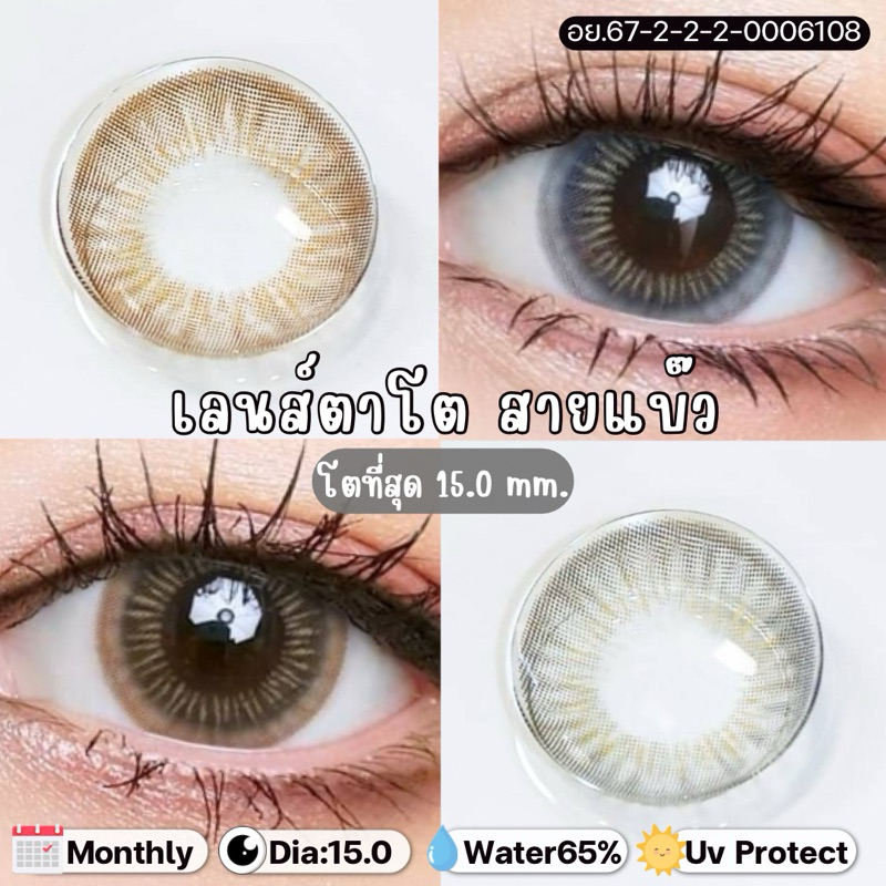 มีค่าสายตา(0.00ถึง-6.50) คอนแทคเลนส์รายเดือน Big แอมมี่ เลนส์ไฮโดรเจล พรีเมี่ยม ค่าอมน้ำ 65% เปลี่ยนแทนทุกเดือน