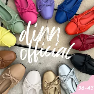 DINN รุ่นคัชชูโบว์ เซ็ต 2รองเท้าคัชชูส้นเตี้ย แฟลต บัลเล่ต์ หนังนิ่ม ซับหนา พื้นยางคุณภาพ 36 - 43