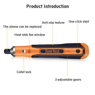 TASKTOOL เครื่องเจียร์ Mini บอสเจียร์ไฟฟ้า เครื่องแกะสลัก สว่านจิ๋วไฟฟ้า สายอ่อน ปรับฟรี ขัด ตัด งานฝีมือ DIY