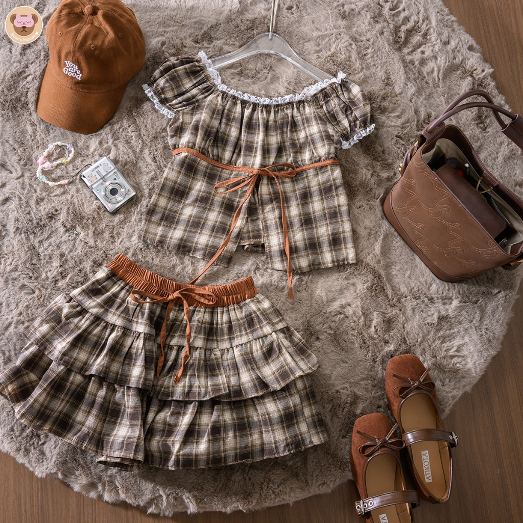 Belly Scott Skirt กระโปรงลายสก๊อต ผู้หญิง เสื้อผ้าแฟชั่นมาใหม่ ***ขายเเยกชิ้น***