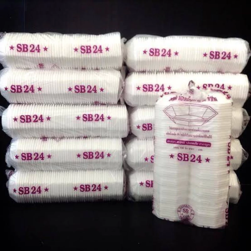 ยกหิ้ว 1000 ชิ้น ถ้วยโฟม หกเหลี่ยม SB 24 (10 แพ็ค)