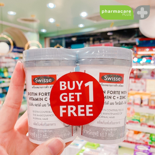 แพ็คคู่✨แท้💯ฉลากไทย✨SWISSE Biotin Forte with Vitamin C + Zinc 60 tablets