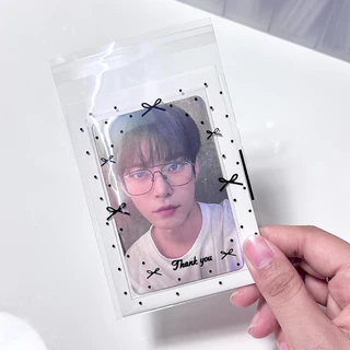 ￼[พร้อมส่ง] ซองใสใส่การ์ด ลายดาว โบว์ ขนาด8*10+3cm