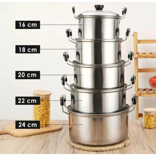 ชุดหม้อสแตนเลส 5 ใบ พร้อมฝาปิด ชุดหม้อทำครัว ชุดหม้อต้ม หม้อ…