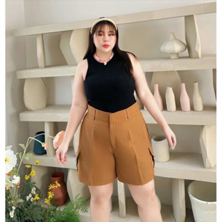 กางเกงขาสั้นคาร์โก้กระเป๋าข้างรุ่นXสาวอวบ