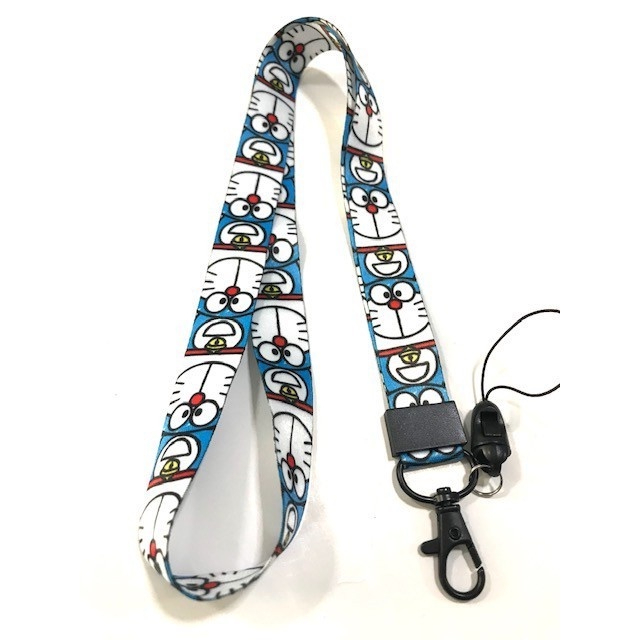 สายคล้องคอ สายคล้องบัตร ห้อยโทรศัพท์ ลาย โดเรม่อน DRM  น่ารัก มีก้ามปู มีห่วงเล็ก ถอดได้ ขนาดกว้าง 2