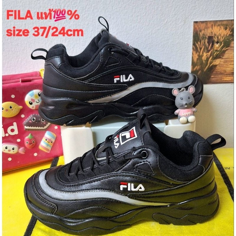 รองเท้าผ้าใบมือสอง FILA แท้💯%size 37/24c.m(ลงได้)สีดำสวย‼️ซอฟในเดิมพื้นเต็มสภาพสวยๆ