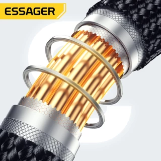 Essager สายชาร์จสปริง Type C ถึง Type C 100W/60W เร็ว เหมาะสำหรับการถ่ายโอนข้อมูลโทรศัพท์มือถือ สายเคเบิล 480Mbps