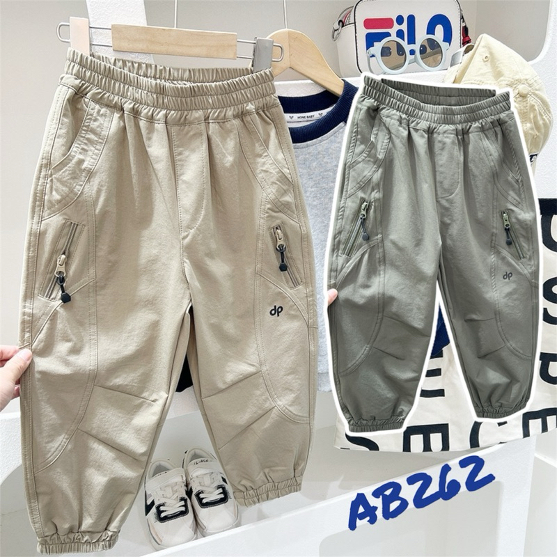AB262 กางเกงเด็กคาร์โก้ ลำลอง สีพื้น งานคุณภาพดี แฟชั่นเด็กผู้ชาย พร้อมส่งในไทย