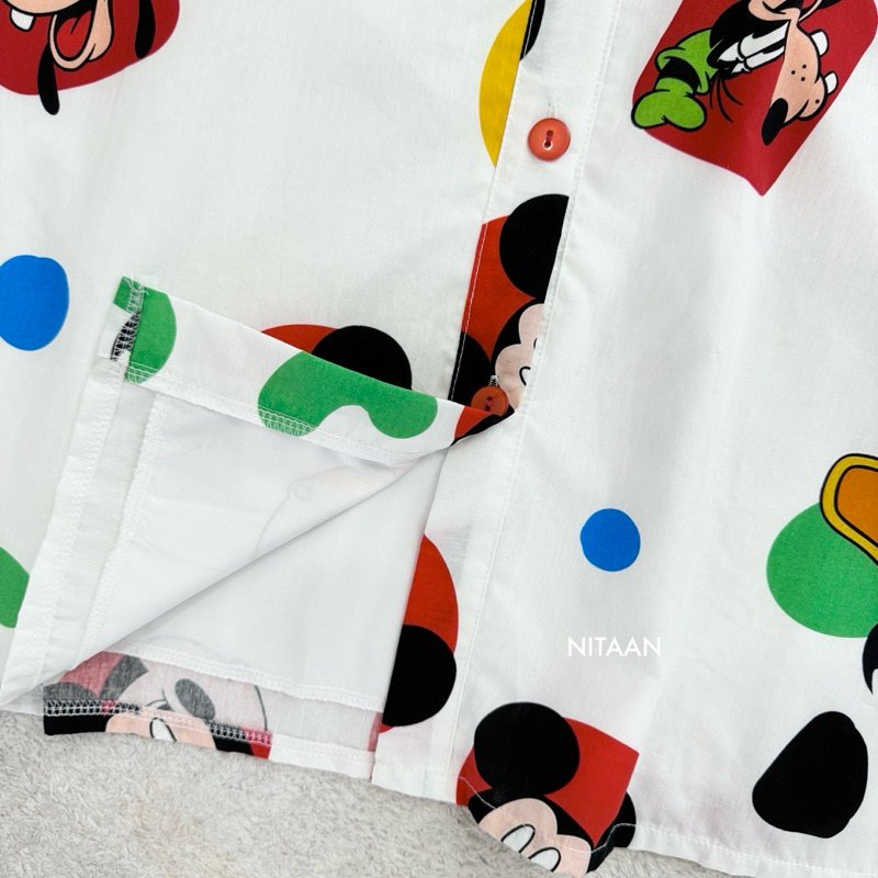 NITAANKIDS ❤️(*1ชุดแม่1ชุด)CARTOON DRESS เดรสผ้าคอตตอนมีซับ ปกเหลี่ยมสีพื้น เดินริบบิ้นหยัก กระดุมหน้า - รูปที่ 6