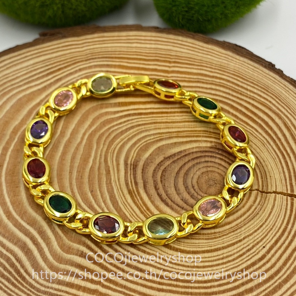 สร้อยข้อมือพลอยนพเก้า พลอยมณีใต้น้ำงานสวยลงน้ำได้ พลอยหลากสี มีให้เลือกหลายแบบ - รูปที่ 3