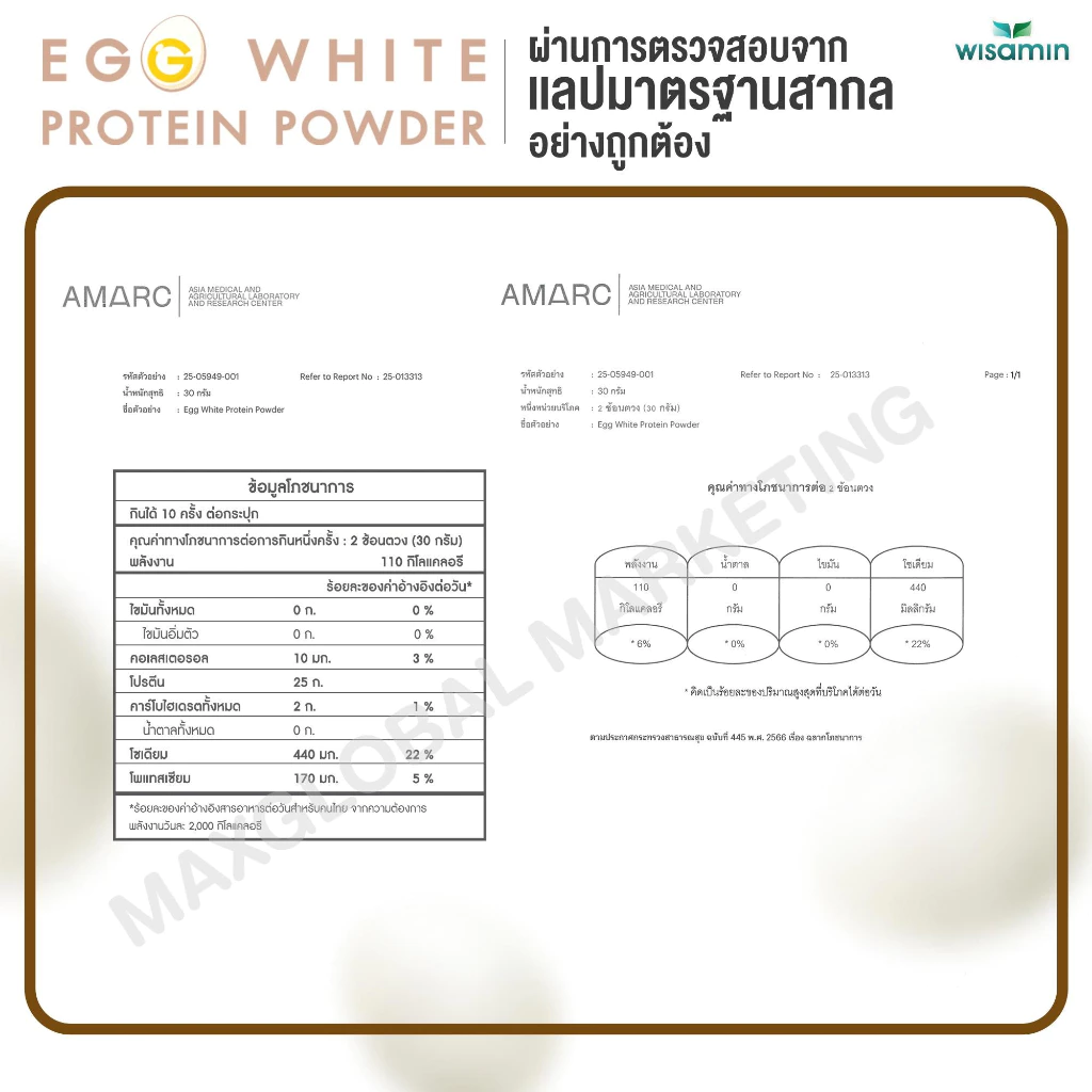 ผงโปรตีนไข่ขาว วิษามิน 300 กรัม thumbnail 7