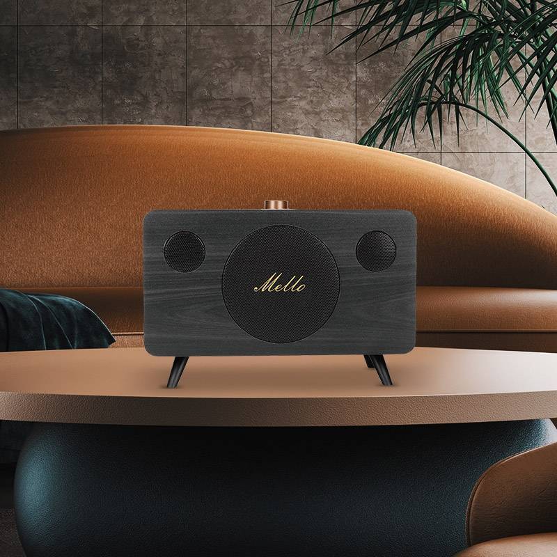 Mello d-power ลำโพงบลูทูธมินิ ลำโพงตู้ไม้ คลาสสิค เรียบหรู กำลังขับ 20 วัตต์แบตเตอรี่ในตัว