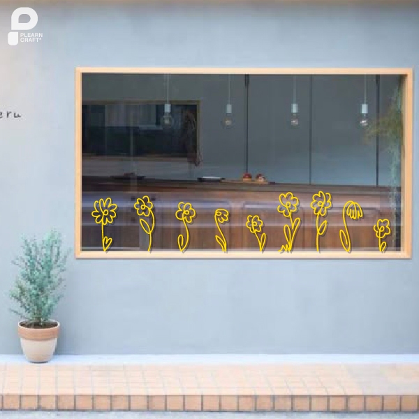 Single Line Flower สติ๊กเกอรืดอกไม้ ตกแต่งบ้าน ตกแต่งคาเฟ่