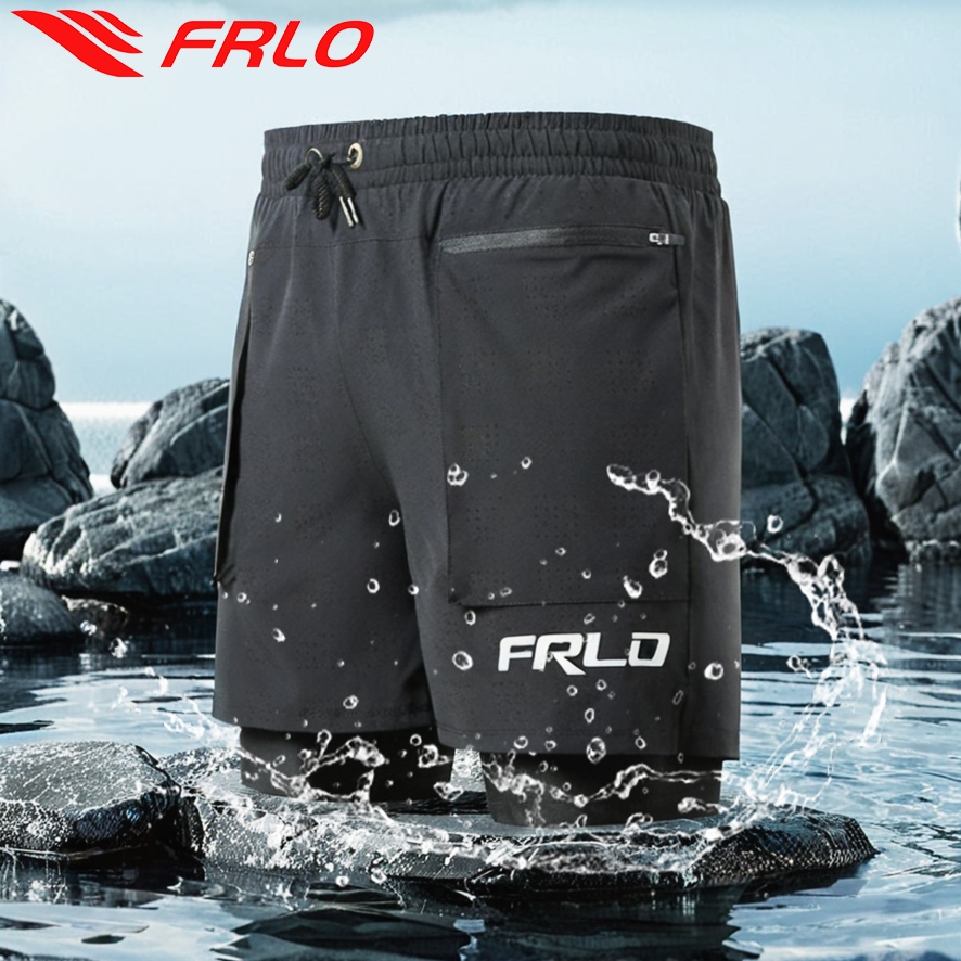FRLO กางเกงกีฬาผู้ชาย กางเกงวิ่ง มีซับเลคกิ้ง มีกระเป๋าซิปทั้งสองด้าน แห้งเร็วที่มี รุ่นQ21004