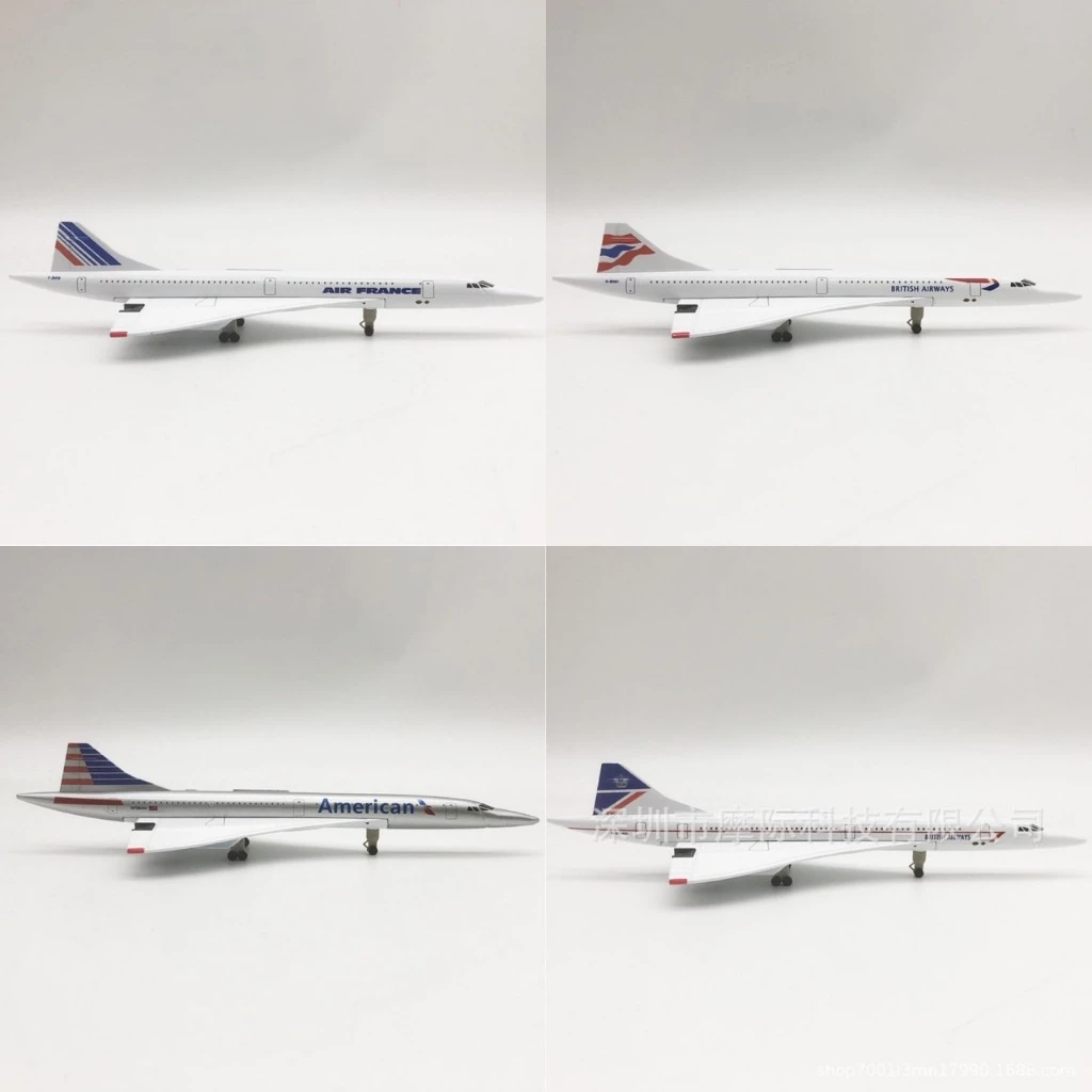 [20 cm] รวม Concorde เครื่องบินเร็วกว่าเสียง. ทำด้วยเหล็ก มีล้อและขาตั้งโชว์ให้ งานดี Scale 1:400 - ของเล่น ของขวัญ