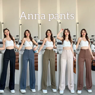 Anna | XS-3XL กางเกงทรงขายาวเพรียว ทรงกระบอกกลาง มีกระเป๋า2ข้าง เนื้อผ้าดีทิ้งตัว