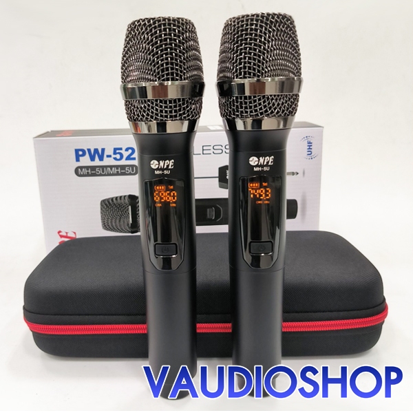 NPE PW-52 ไมค์ลอยถือคู่ แบบพกพา เอ็นพีอี PW52 ถือคู่ UHF Wireless Microphone ไมค์ลอย ถือคู่