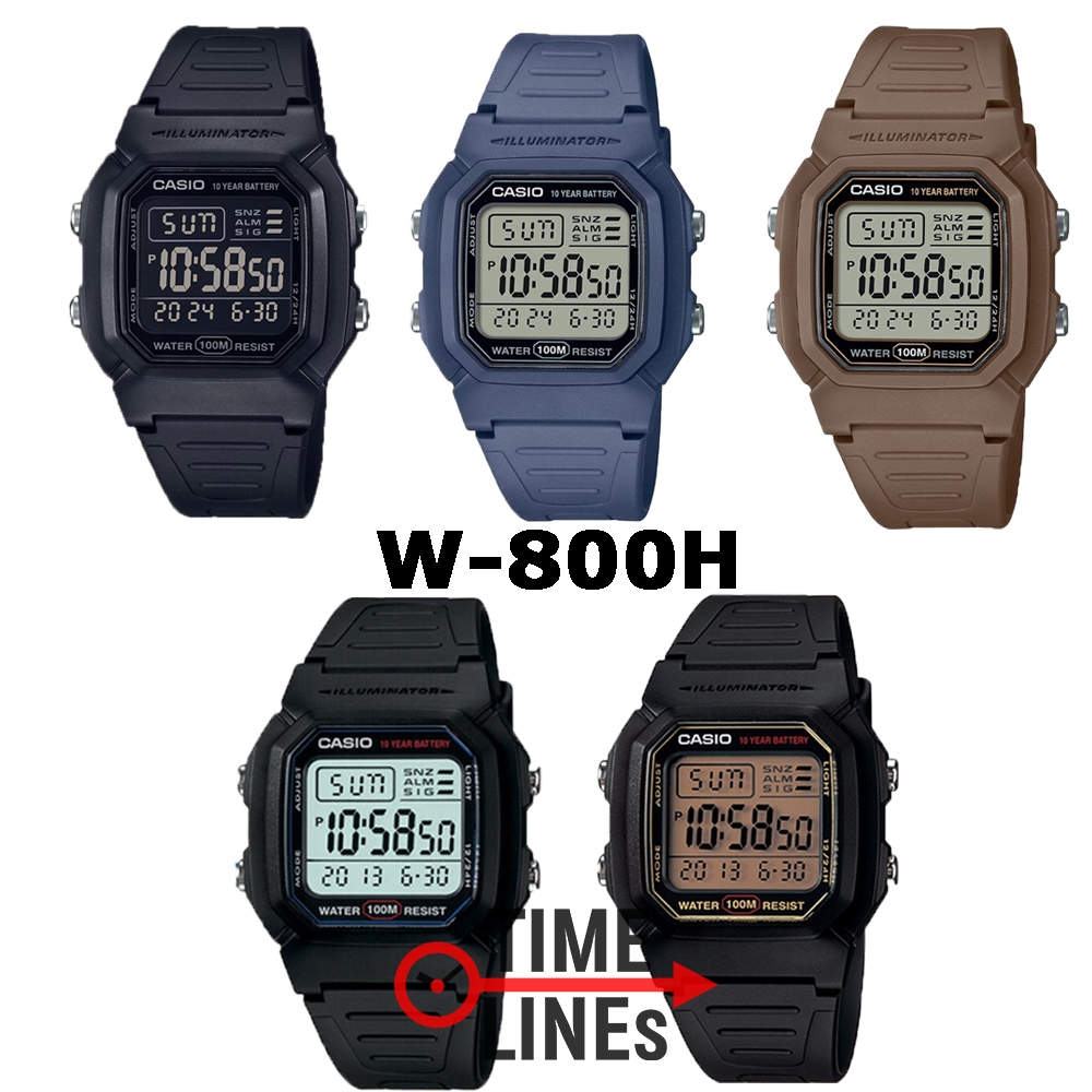 CASIO รุ่น W-800H นาฬิกาข้อมือผู้ชาย แบตเตอรี่ 10 ปี กล่องและรับประกัน 1ปี W800 W800H W-800H-1B W-80