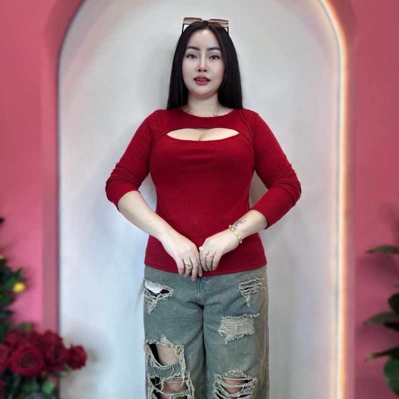 จัดส่งไวมาก✅เสื้อสาวอวบ อก38-44 ยาว24  ฮิตสุตใส่ได้ตลอดกาลไม่เอ้า  เว้าหน้าแขนยาว - รูปที่ 2