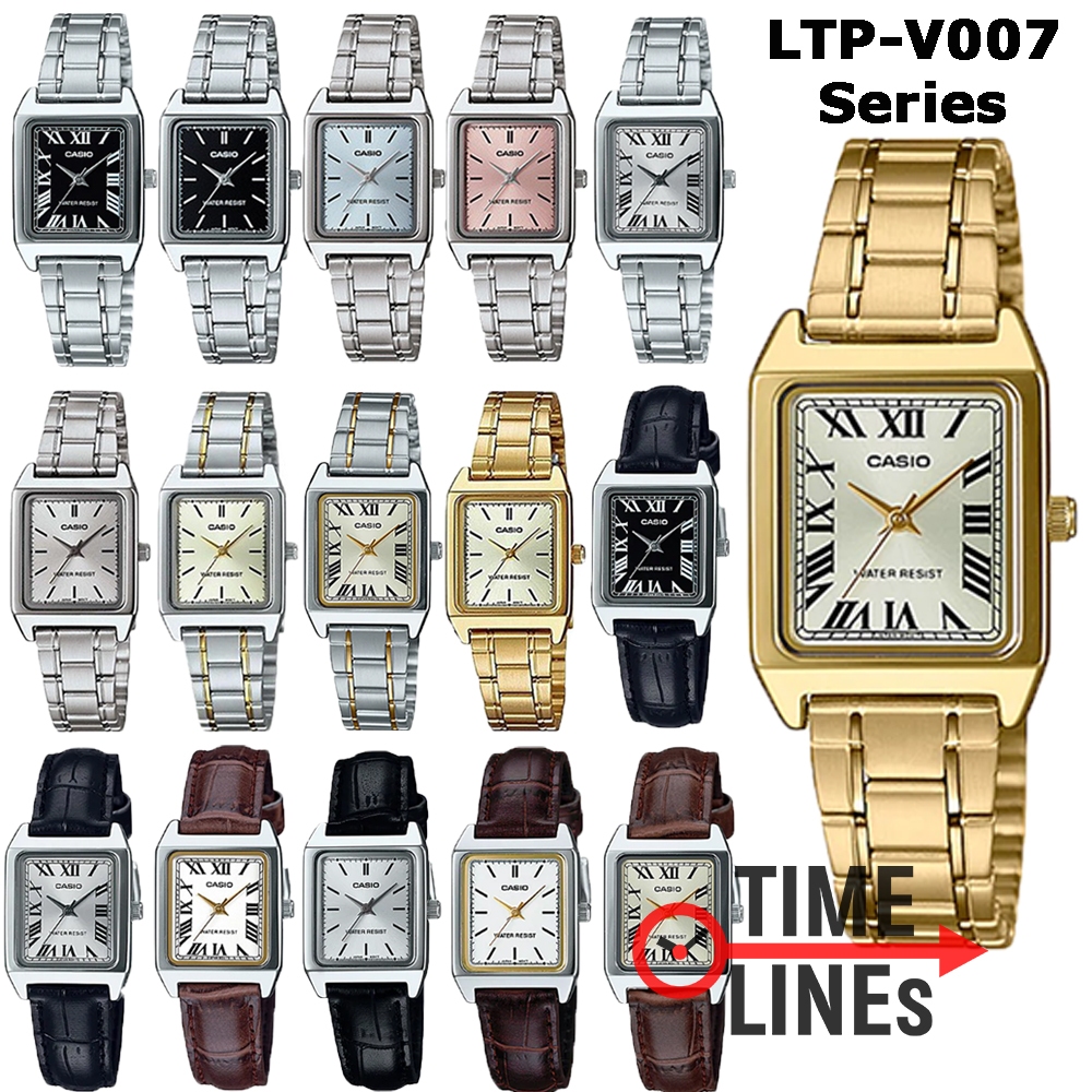 CASIO รุ่น LTP-V007D LTP-V007SG LTP-V007G LTP-V007GL LTP-V007L นาฬิกาผู้หญิง ทรงสี่เหลี่ยม มีกล่อง ป