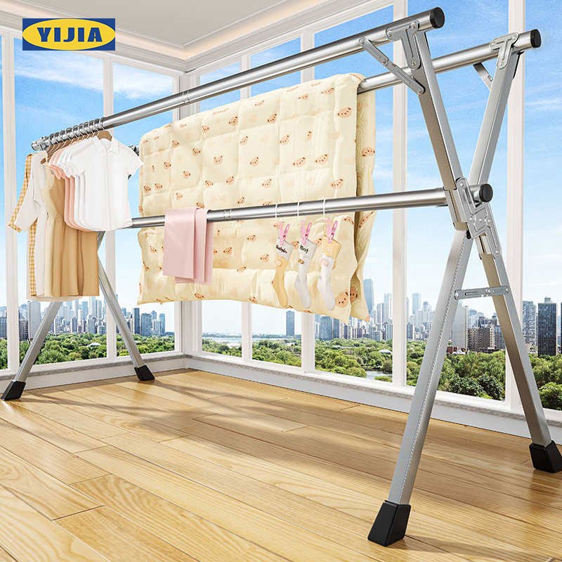 YIJIA ราวตากผ้า พับได้ 304 สแตนเลสรุ่น พับเก็บง่าย ยืดหดได้ ราวตากผ้า ราวตากผ้าพับได้ ราวตากผ้าตัว X