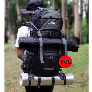 กระเป๋าเป้เดินป่า 60 L (รุ่นเสริมเหล็ก+แถมผ้าคลุมกันฝน)