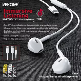 WEKOME หูฟัง รุ่น YB03 Wired Earphone มีไมโครโฟนในตัว สำหรับ Type C และ 3.5 mm ยาว 1.2 m