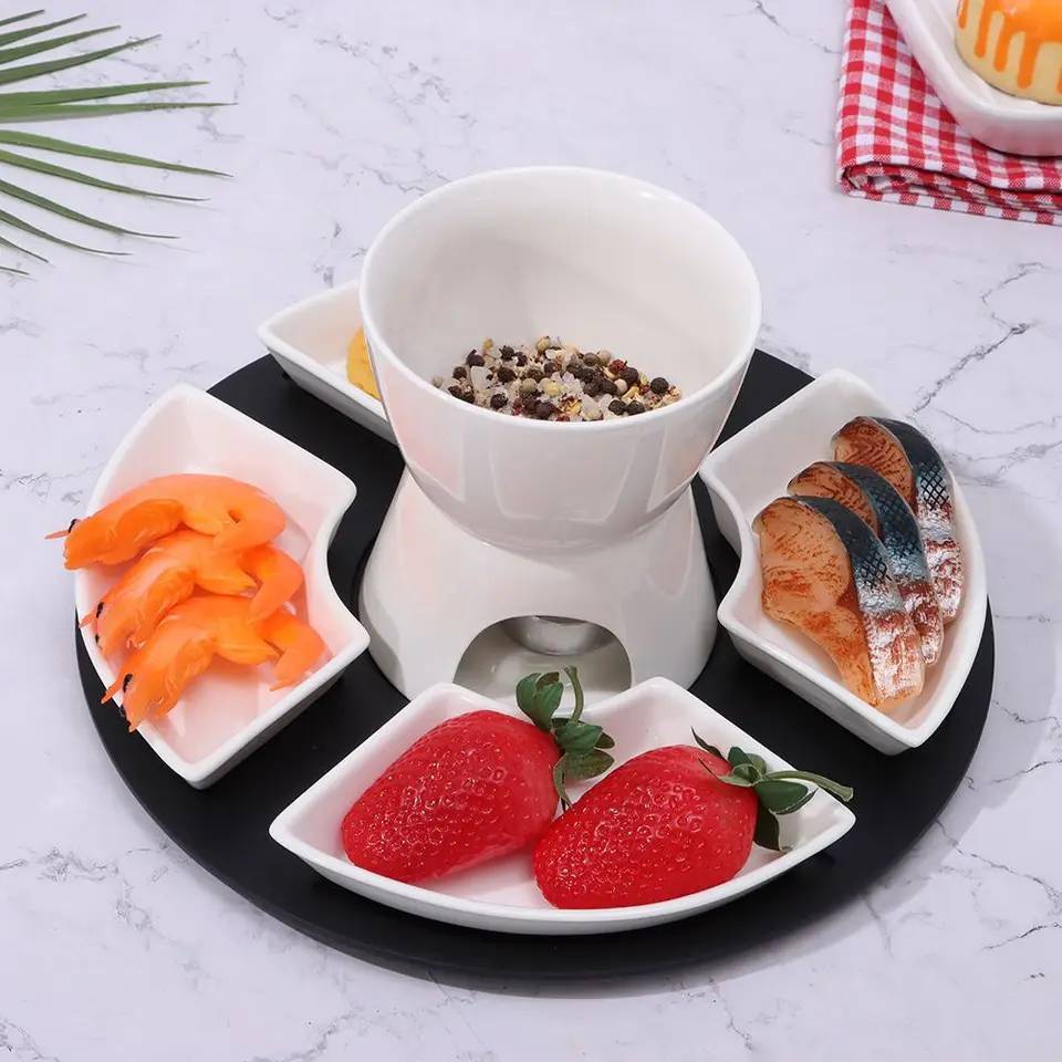 ชุดเสริฟฟองดูว์ ช็อคโกแลตฟองดู เซรามิก 4ชิ้น📌 มีพร้อมส่ง - รูปที่ 3