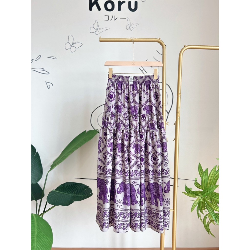 KORU กระโปรงญี่ปุ่น ลายช้างโครุพรีเมียม