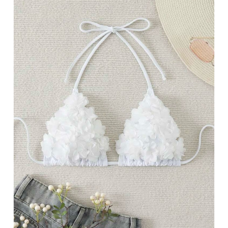 ชุดบิกินี่ด้านบน แบบผูกหน้า ลาย 3 มิติ 🌷 สำหรับสตรี เสื้อชุดว่ายน้ำฤดูร้อน สีสันสดใส เหมาะกับหน้าร้อน - รูปที่ 5