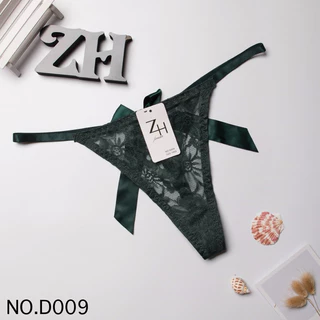 ZH.D009กางเกงชั้นในผู้หญิงลูกไม้จีสตริงหลังโบว์ บิกินี่ลูกไม้เอวต่ำ G-String