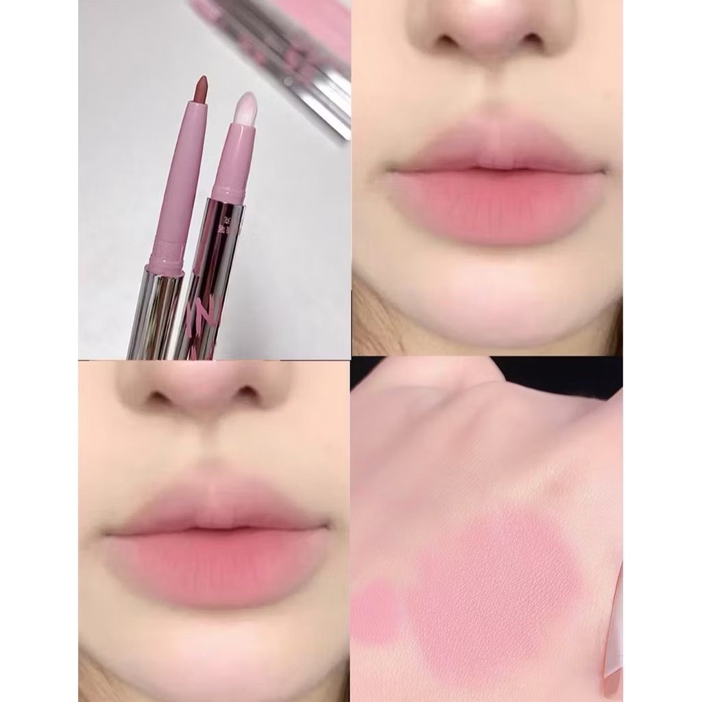 N469 Cappuvini ดินสอเขียนขอบปาก ลิปสติก เนื้อแมตต์ สองหัว พร้อมแปรงทาปาก เกลี่ยง่าย ติดทนนาน กันน้ำ - รูปที่ 3